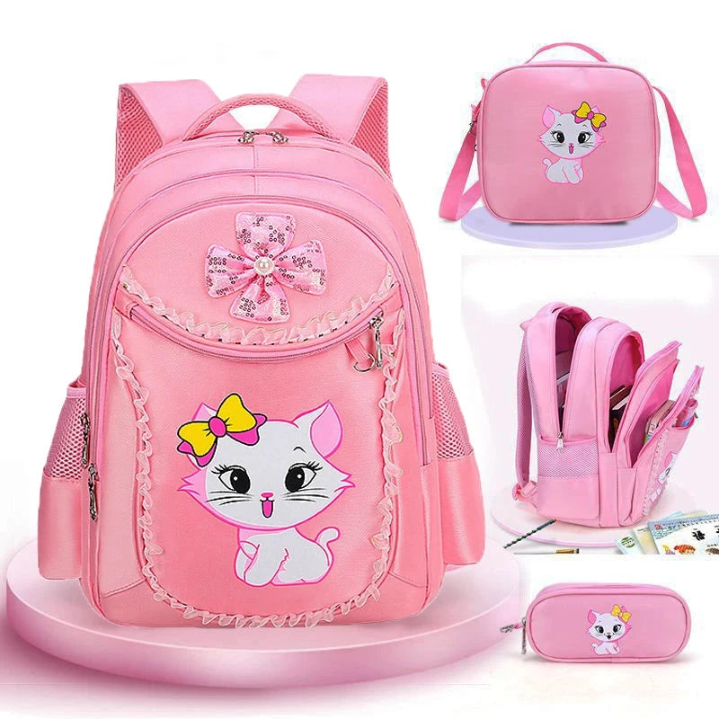 Children Backpack Pink Cute Cat Kindergarten Kid School Bag Backpack Girl Student Teenagers Waterproof Primary Bookbag SchoolBag GlowCart
