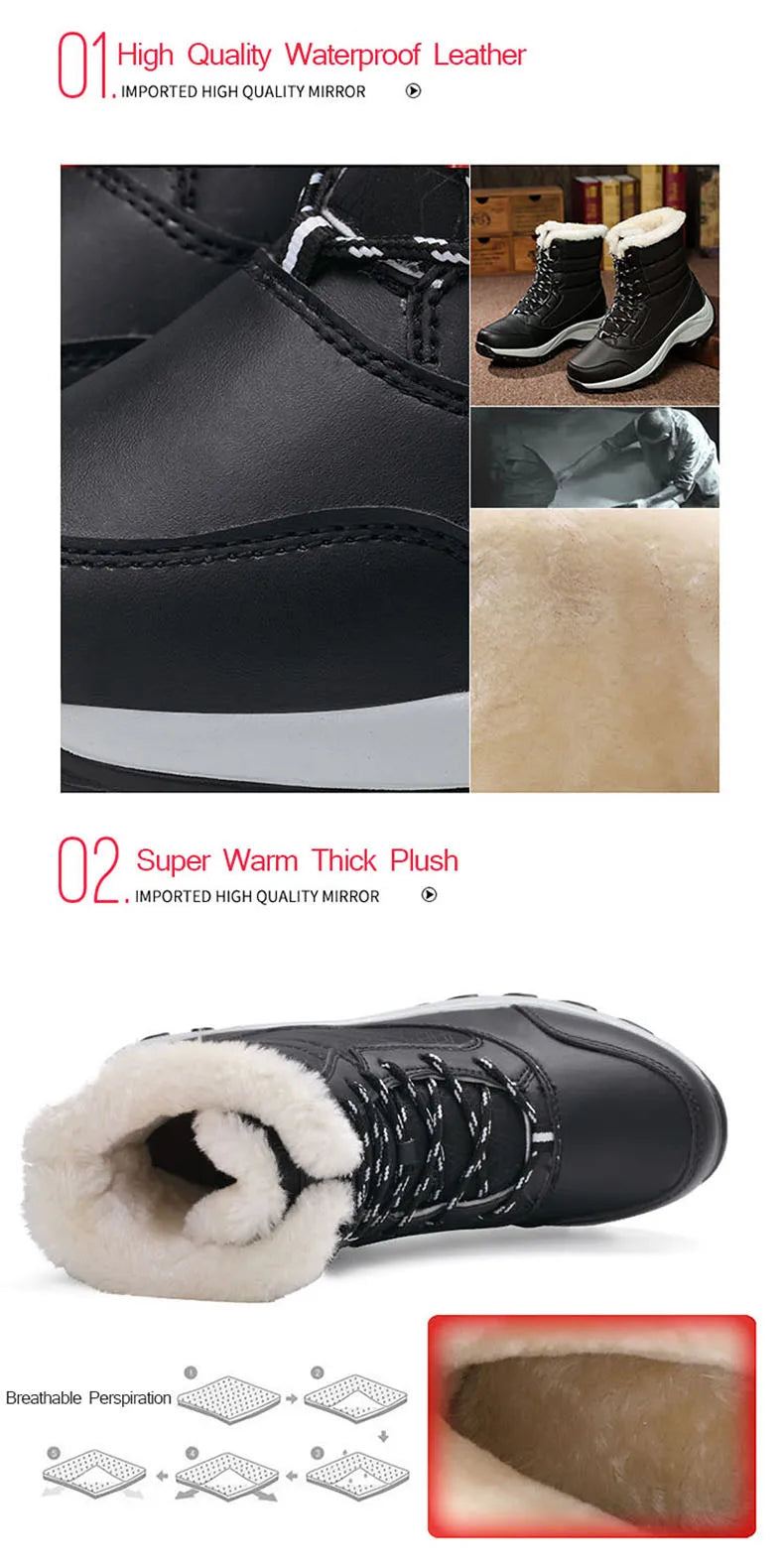 Snow Boots Women Platform Boots Non-slip Women Winter Shoes GlowCart