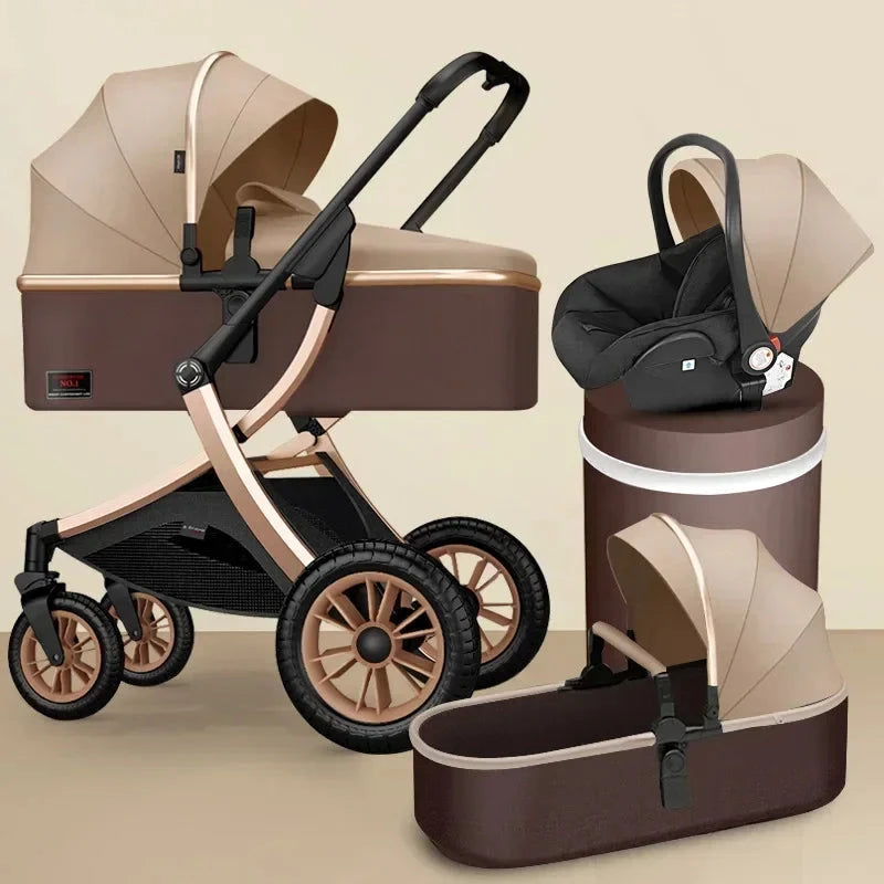 Baby stroller 3 in 1 High Landscape Stroller Reclining Baby Carriage with car seat Foldable Stroller Bassinet Puchair Newborn GlowCart