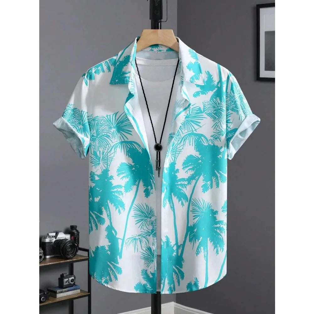 Hawaiian Shirt Man Print Casual Thin Beach Slim Fashion GlowCart