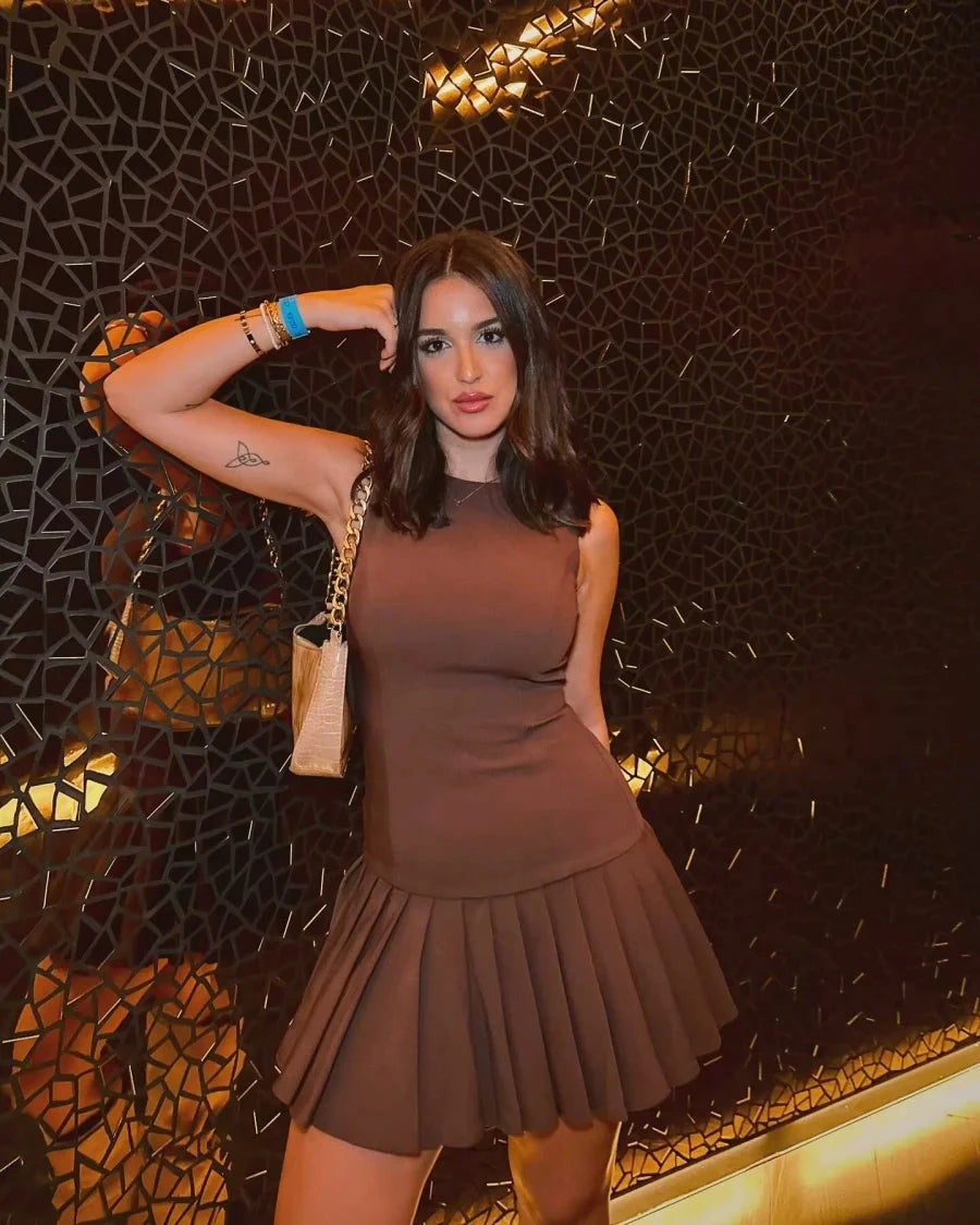 3D Cutout Mini Dress with ETJ 2025 New Product, Pleated GlowCart