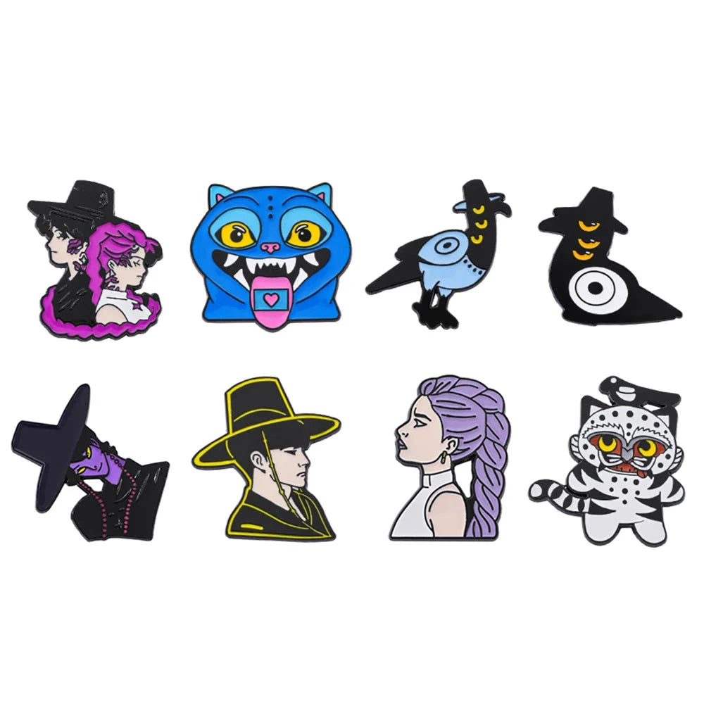 8 Pcs Cartoon Anime Kpop Demon Hunter Brooch Rumi Creativity GlowCart