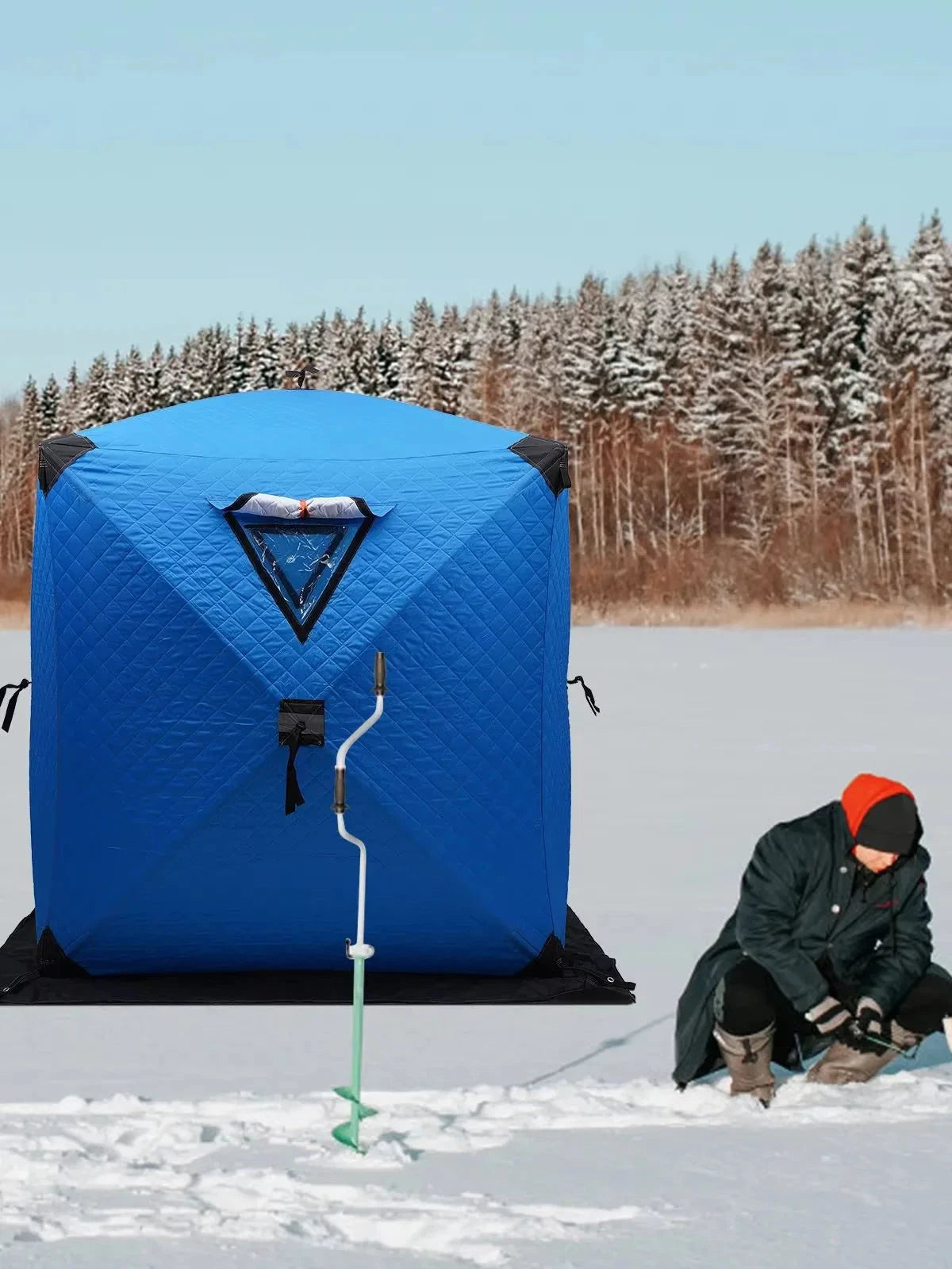 Orange/Blue/Red Insulated Ice Fishing Tent Freestanding GlowCart