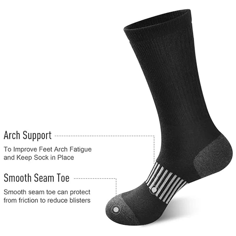 10 pairs of men's four season simple striped breathable sports socks, men's black and white running socks, mid length socks GlowCart