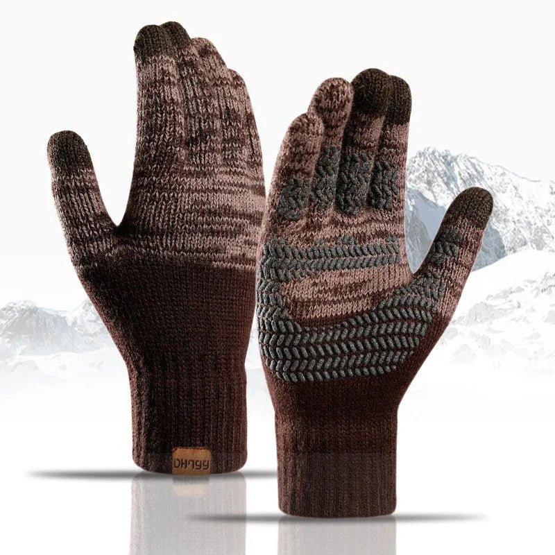 Winter Gloves for Men Knitted Large Size Warm Gloves Cycling Male Office Fleece Non-slip Touch Screen Acrylic Soft Thick Gloves GlowCart
