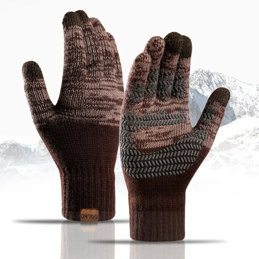 Winter Gloves for Men Knitted Large Size Warm Gloves Cycling Male Office Fleece Non-slip Touch Screen Acrylic Soft Thick Gloves GlowCart