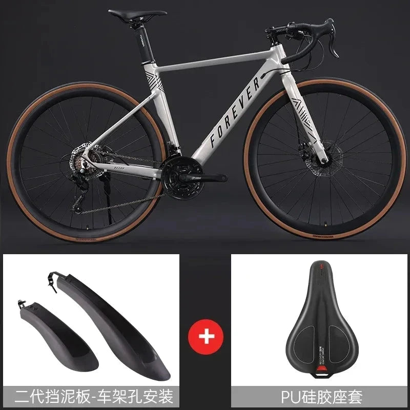 2024 new ultra-light and ultra-fast road bicycle aluminum alloy curved handlebar for men and women adult riding dual disc brake GlowCart