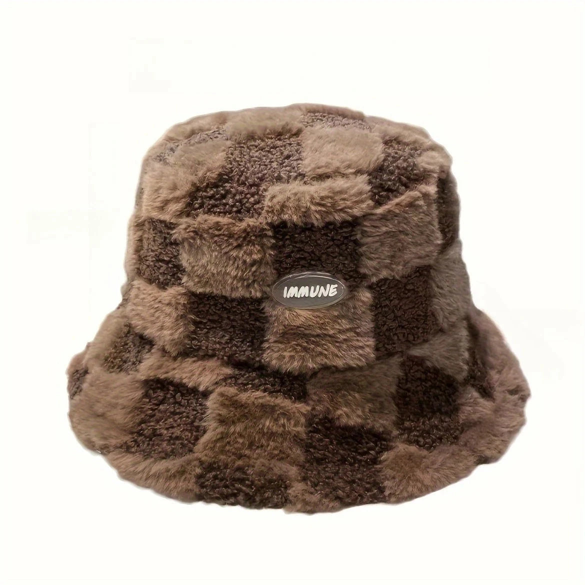 Grid patterned fisherman hat for women, warm internet GlowCart