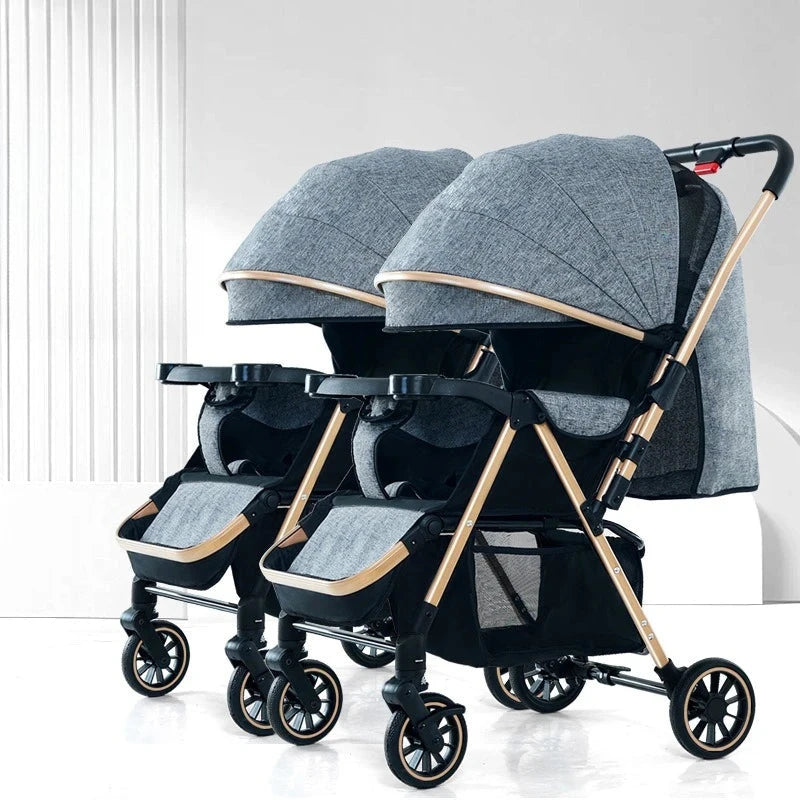 Detachable Twin Baby Stroller for Second Child, Can Sit or Lie Down, Foldable Baby Stroller for Children To Go Out GlowCart