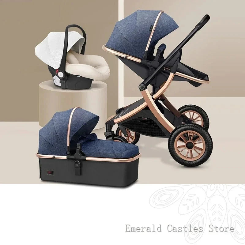 Baby stroller 3 in 1 High Landscape Stroller Reclining Baby Carriage with car seat Foldable Stroller Bassinet Puchair Newborn GlowCart