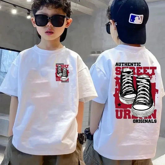 2025 New Summer Streetwear 100% Cotton Boys T-shirt Cool Graffiti Print Girls Tees Children Tops High Quality Kids Clothes GlowCart