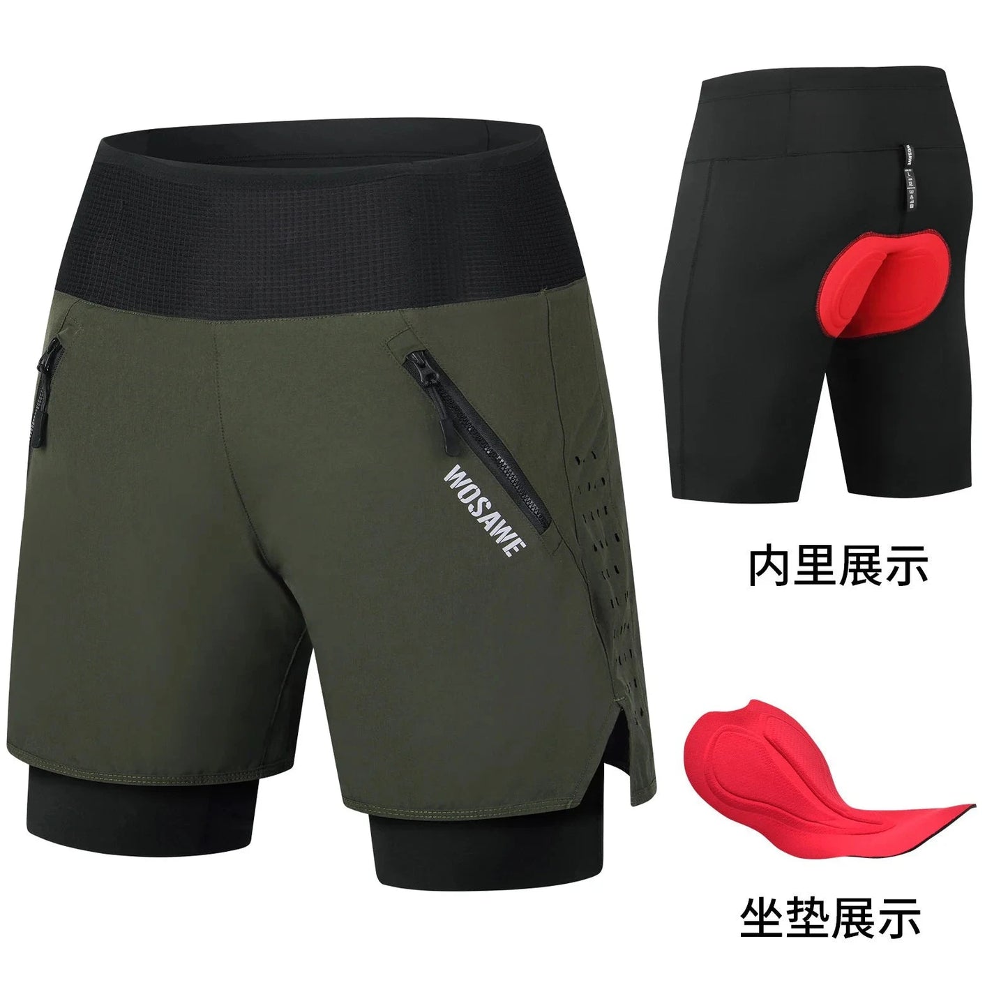 WOSAWE Summer Men's Cycling Shorts Mountain Bike Shorts Breathable Outdoor Sports MTB Riding Road Mountain Bike Short Trousers GlowCart