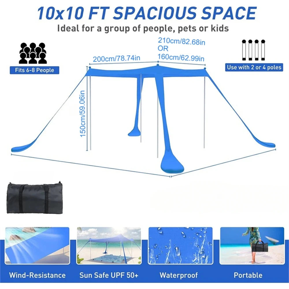 Beach Tent Sun Shelter with UPF 50+ UV Protection,Beach GlowCart