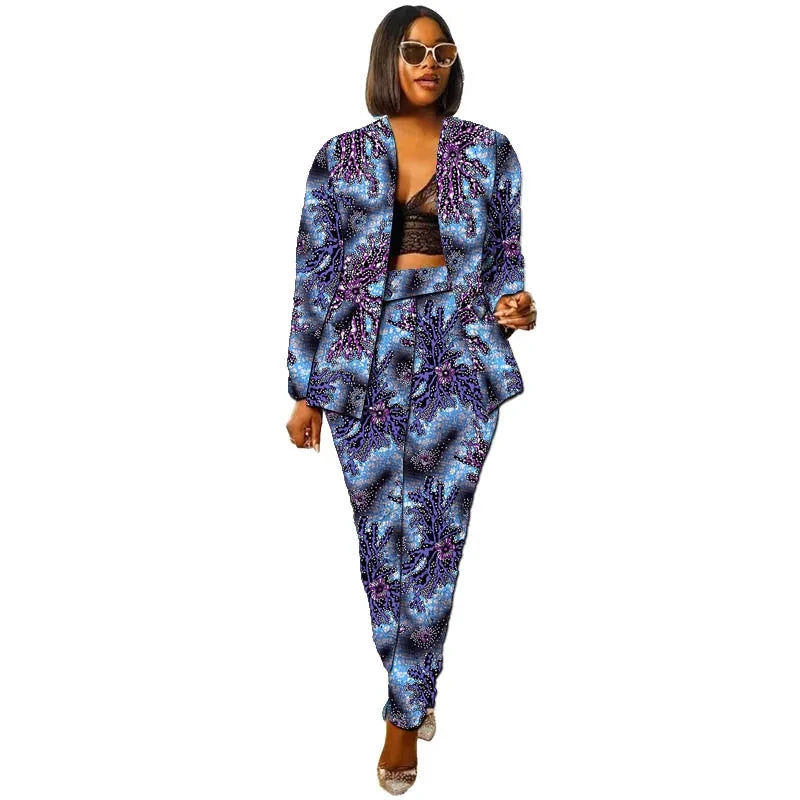 African Collarless Jacket Women's Suit Nigerian Style Female GlowCart