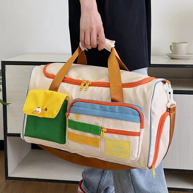 Large Capacity Oxford Fabric Gym Duffel Bag with Shoe GlowCart