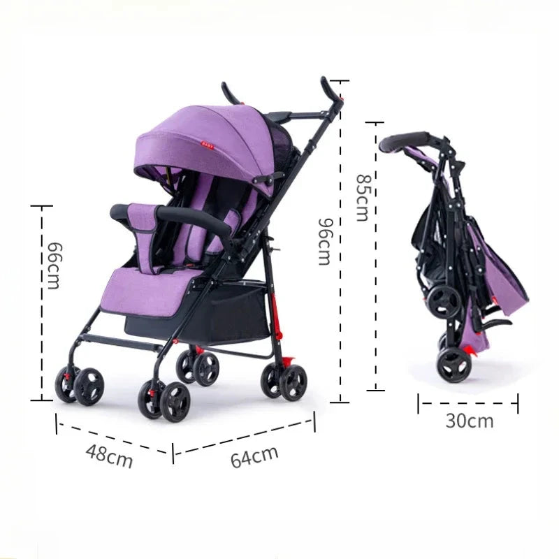 Baby Stroller Can Sit or Lie Down, Ultra-light, Portable, Simple Shock-absorbing Folding Baby BB Stroller GlowCart