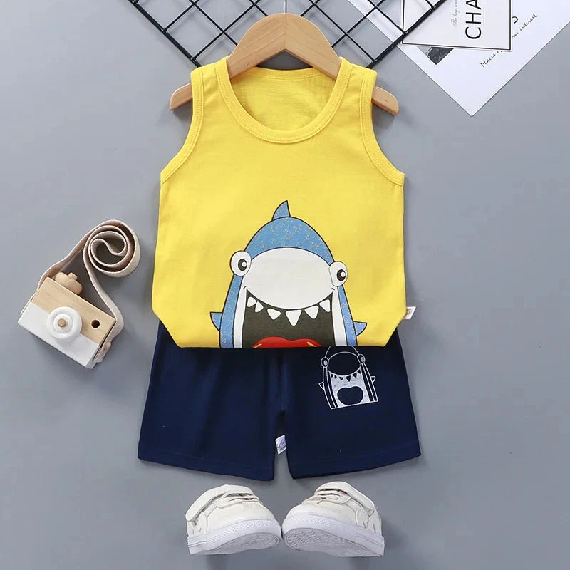 Children Sets Kids Clothes Boys Girls Vest Suit  Summer GlowCart