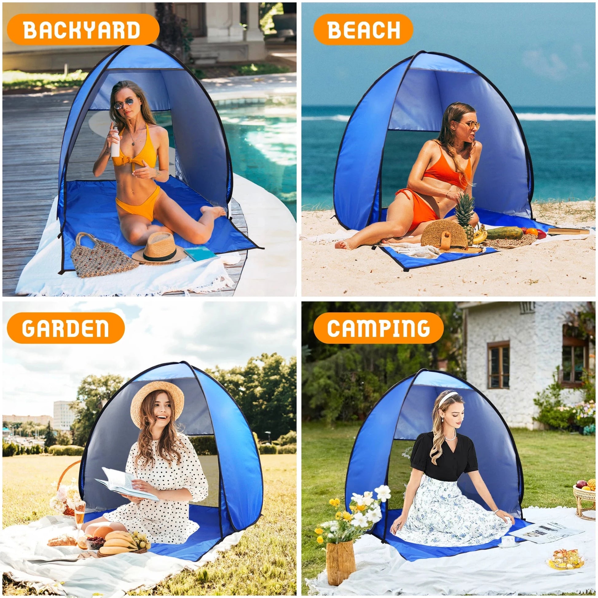 Pop Up Beach Tent Sun Shelter for Summer Camping - UPF 50+ GlowCart
