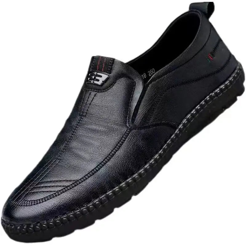 Mens PU Leather Loafers Non Slip Walking Flats Breathable