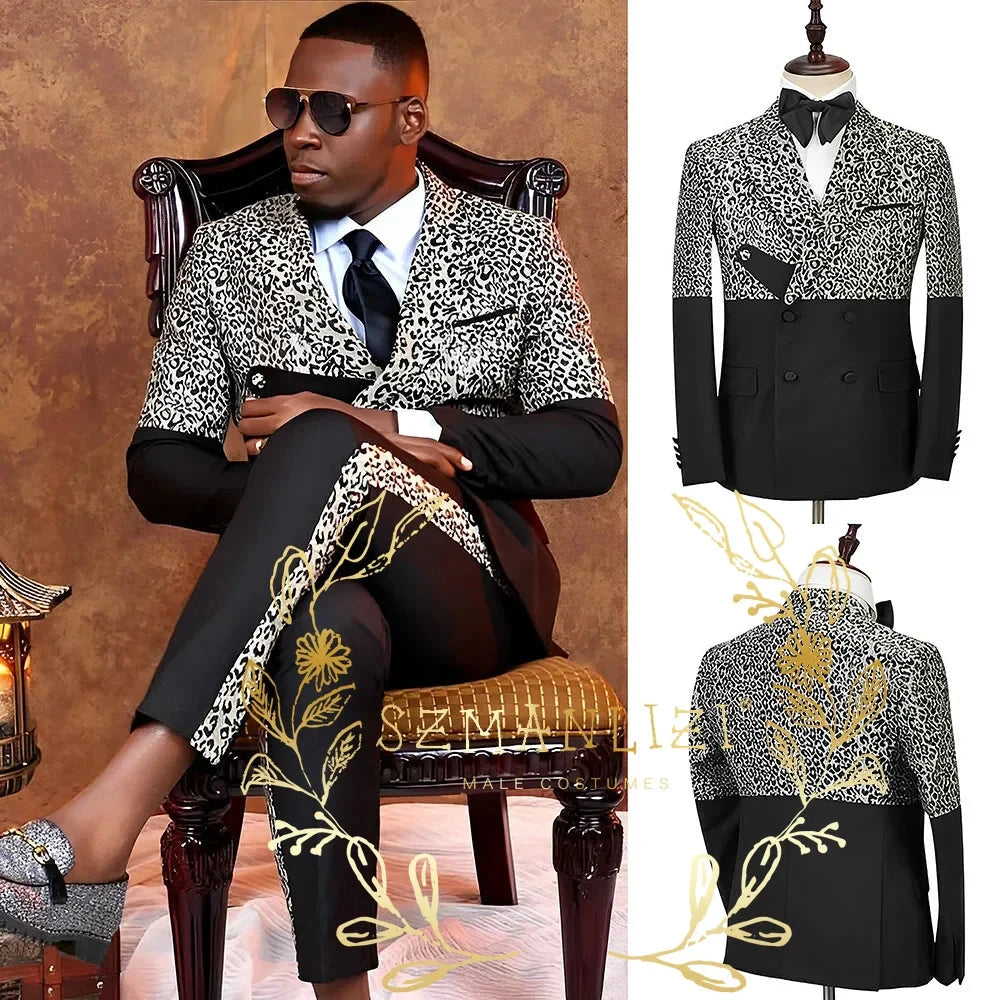 Latest Design Houndstooth Jacket Men‘s Suit Set Brown Pant GlowCart