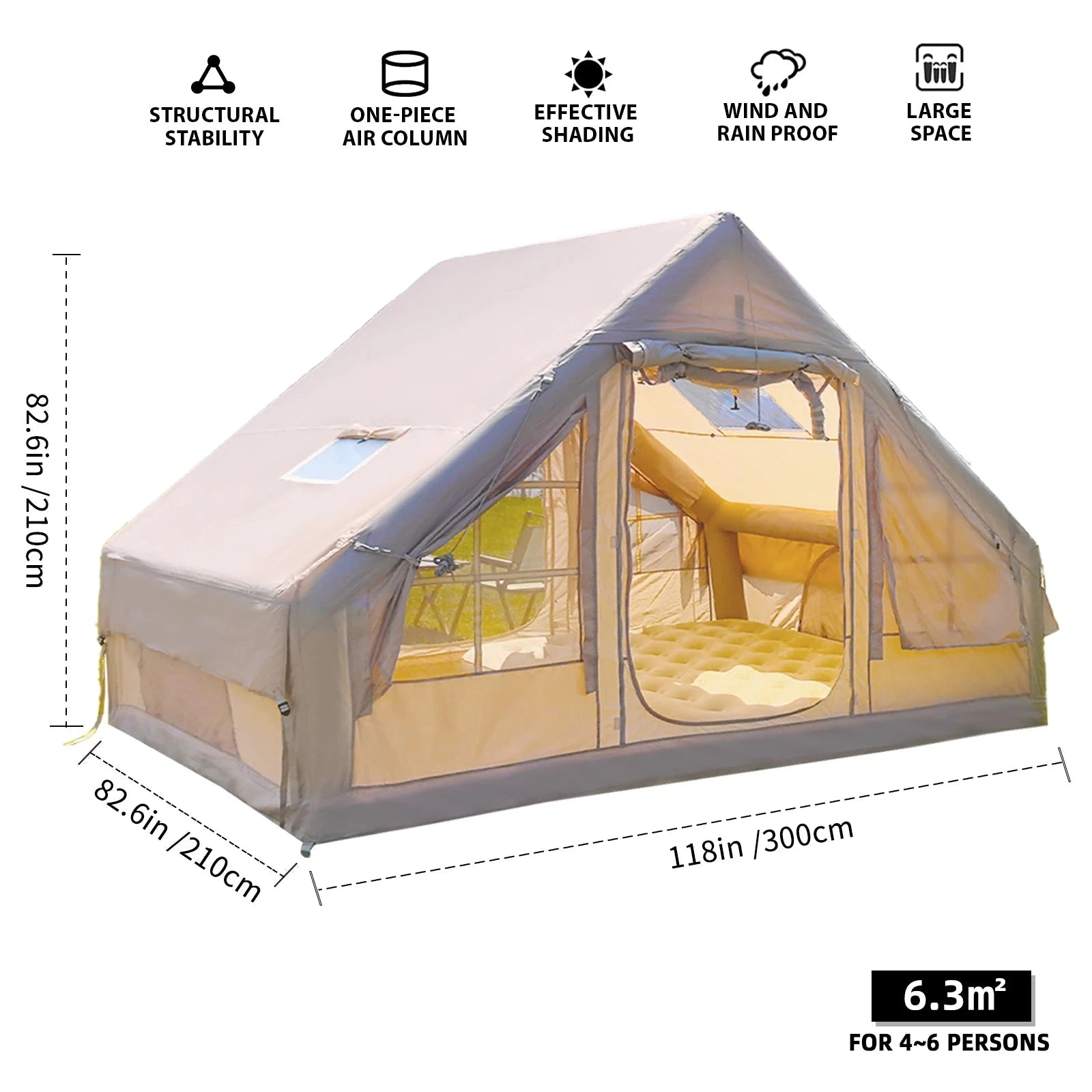 Inflatable Tent for Camping with Hand Pump Blow Up Tent GlowCart