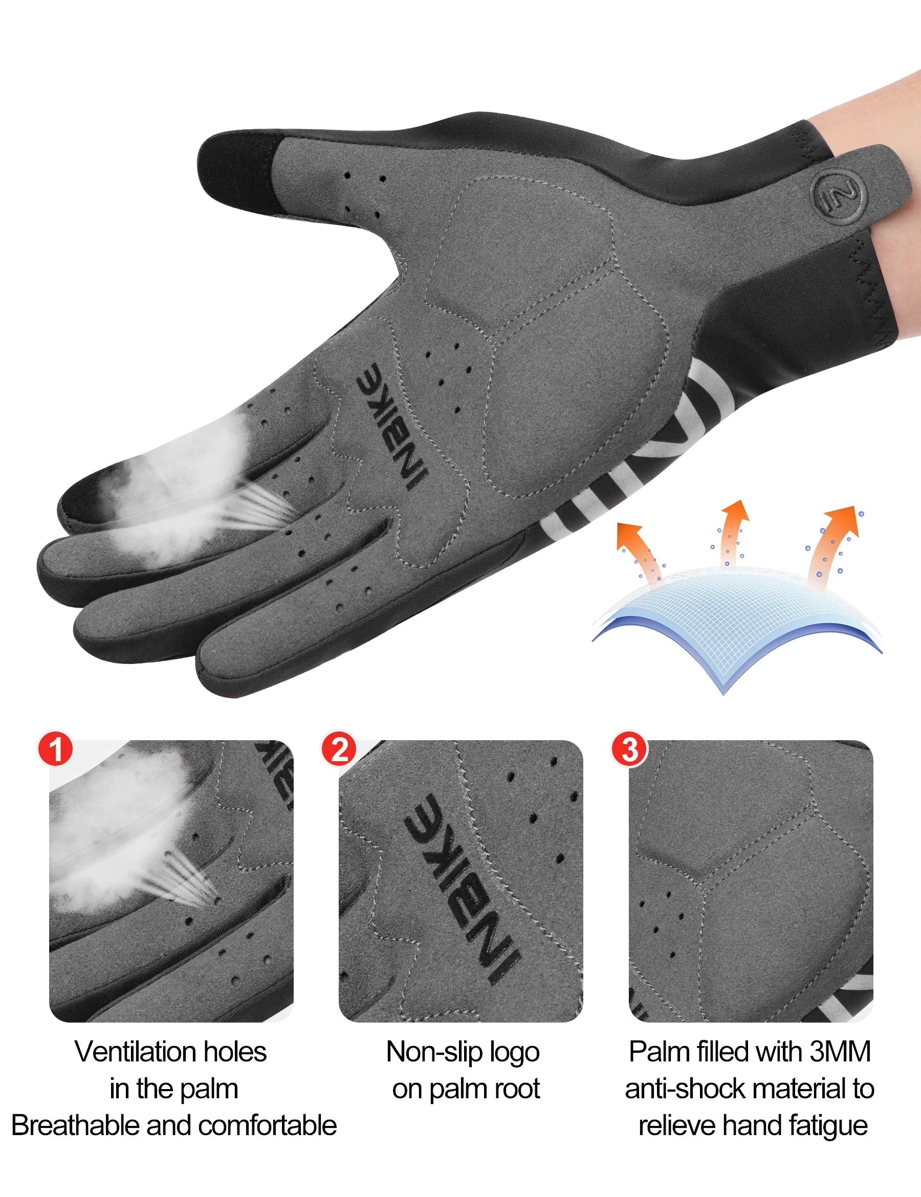 INBIKE Thermal Fleece Cycling Gloves Full Finger Winter Bike Gloves Touchscreen Anti-Shock Road Mountain Bicycle Gear for Men GlowCart