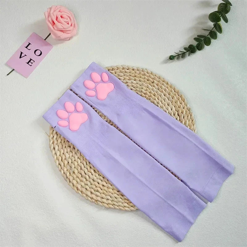 2024 Cute 3D Silicone Pink Cat Claw Paw Pads Soft Fingerless GlowCart
