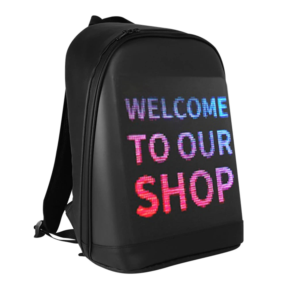 Women Men LED Display Screen Walking Advertising Backpack GlowCart