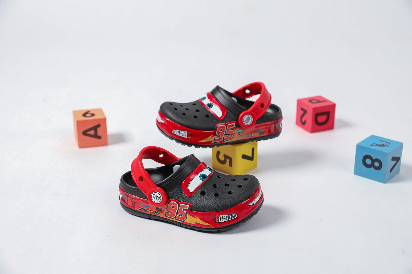 Cartoon Lightning McQueen Kids Ankle-Wrap Slippers Waterproof Breathable Solid Color Outdoor Casual Sandals for Children Gift GlowCart