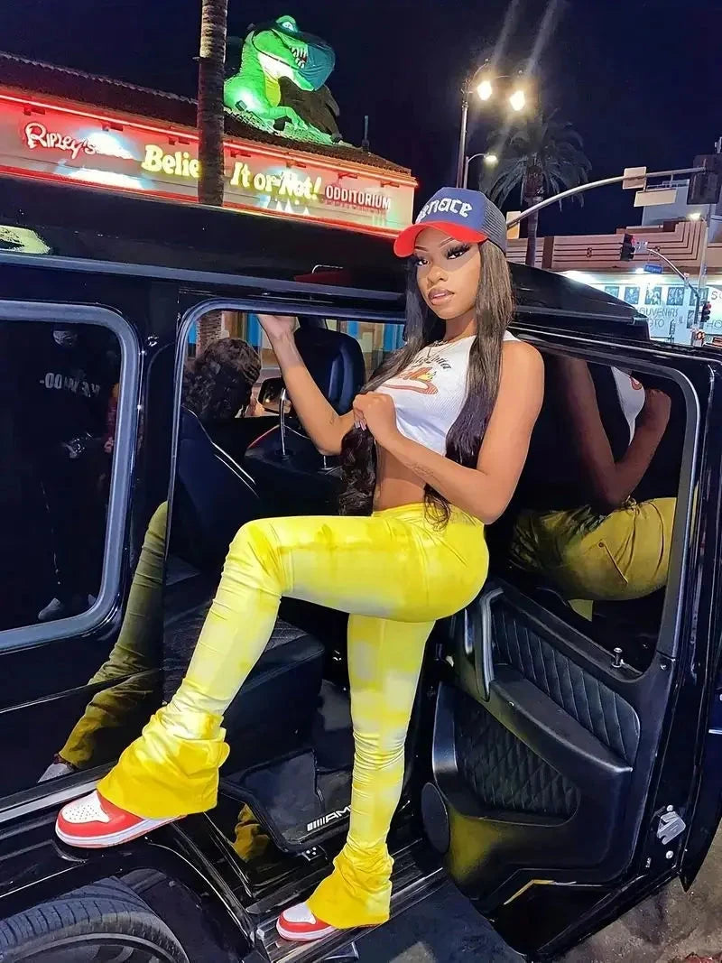 Vibrant Tie Dye High Waist Flared Leg Pants - Stylish Street GlowCart