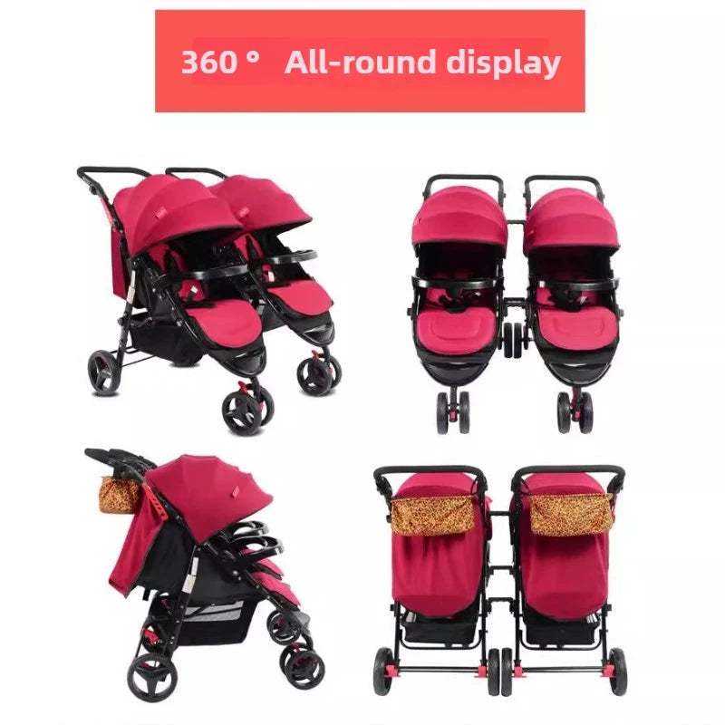 2025 Twin Baby Stroller Separable and Combinable, Foldable Stroller Enlarged and Widened, High-view Baby Stroller GlowCart