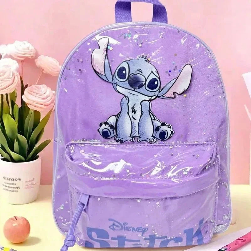 MINISO New Mickey Mouse Cartoon Fashion Backpack Women's Minnie Canvas School Bag Large Capacity Backpack Girls Mochila GlowCart