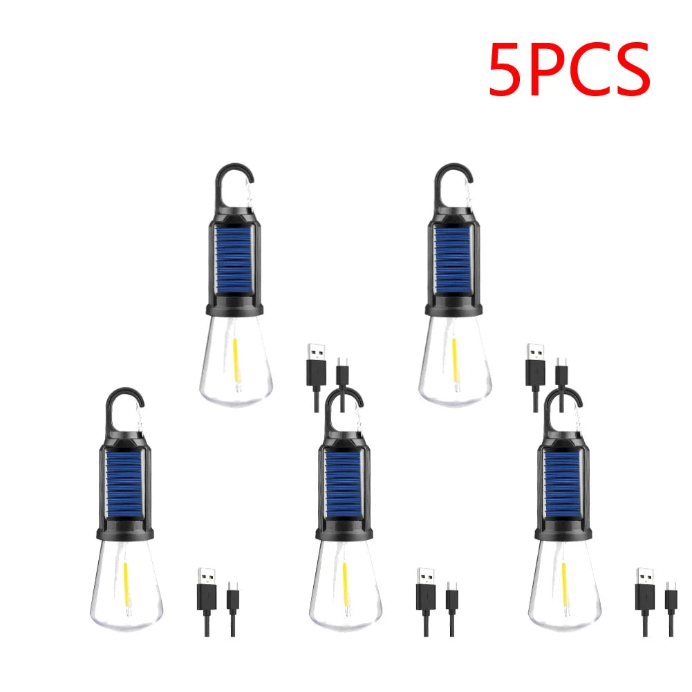 2-5PCS Solar Powered LED Lighting Lantern USB Charging GlowCart