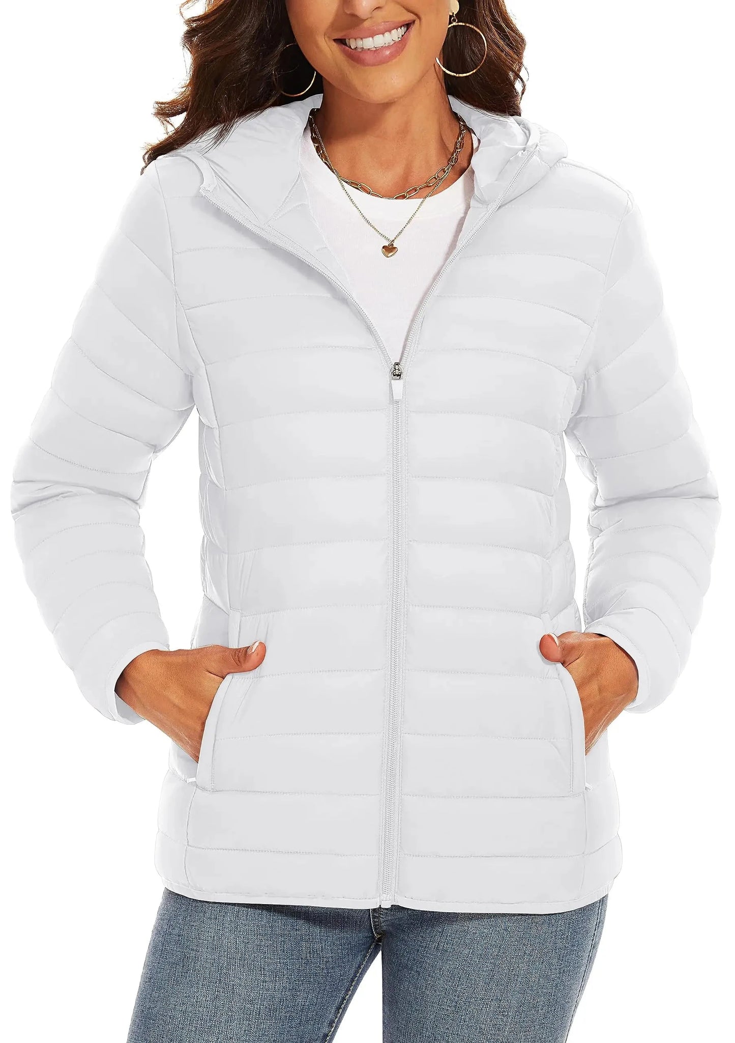 TACVASEN Full Zip Up Hooded Puffer Jacket Womens Winter GlowCart