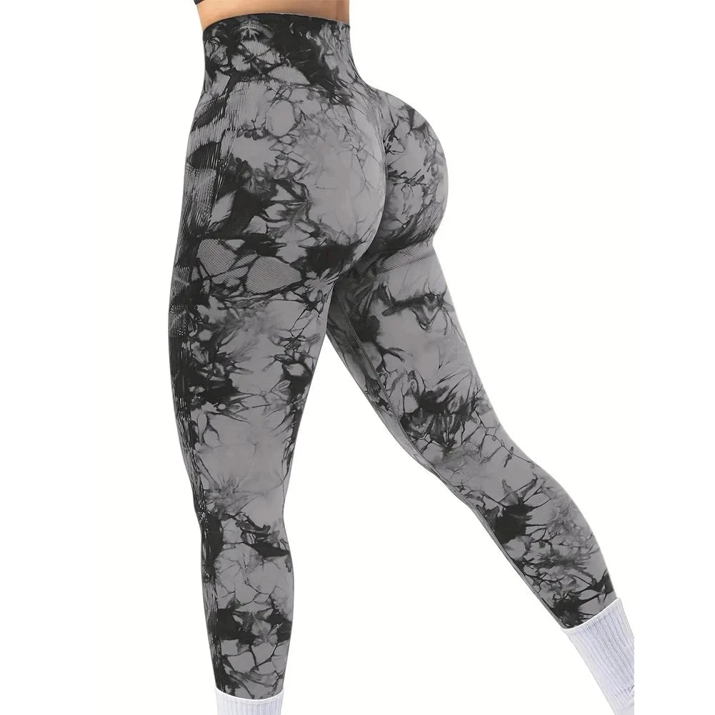 Women's Tie-Dye Seamless Peach Butt High Waist Butt Pants GlowCart