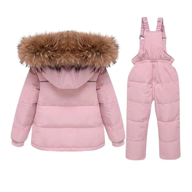 2025 Winter Baby Girl Down Jacket Thick Warm Children Girl Overalls Hooded Girl Jacket Coat Jumpsuit Suit 1-5 Years Kid Snowsuit GlowCart