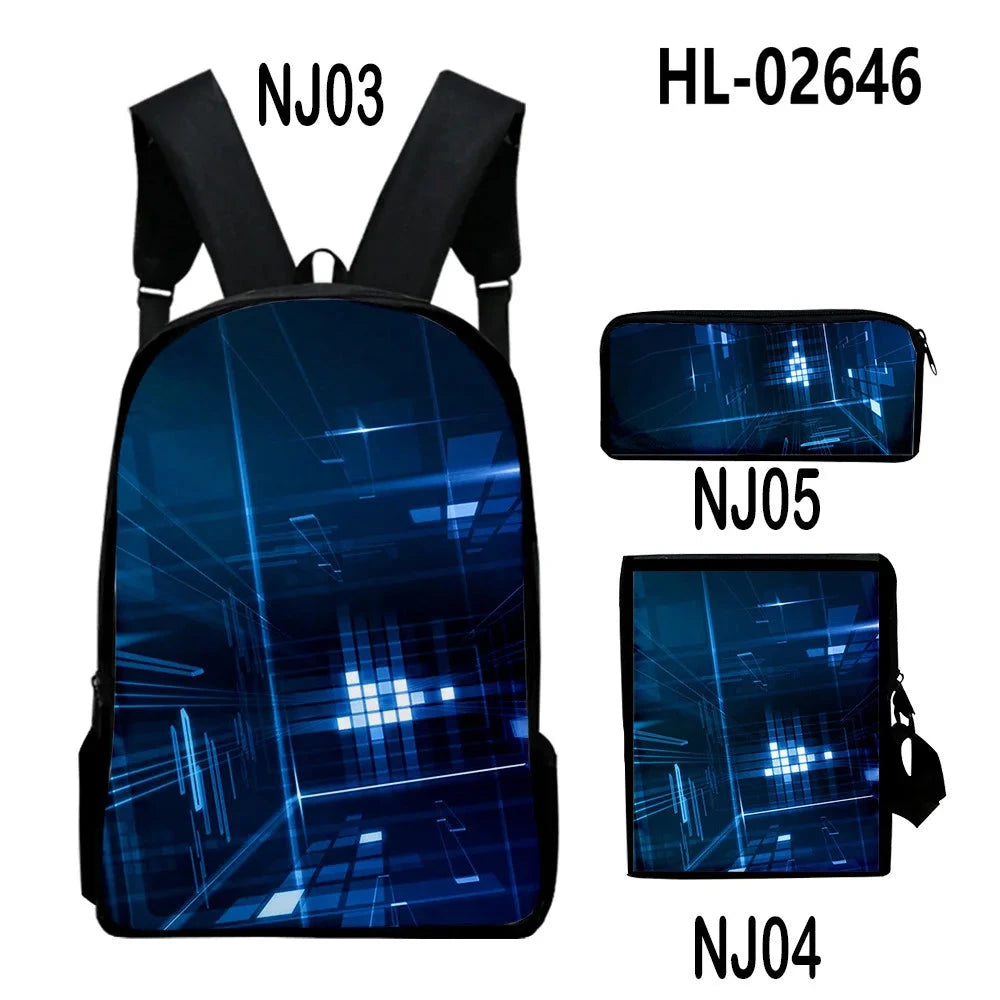 Fashion Youthful Technology style 3D Print 3pcs/Set Student GlowCart