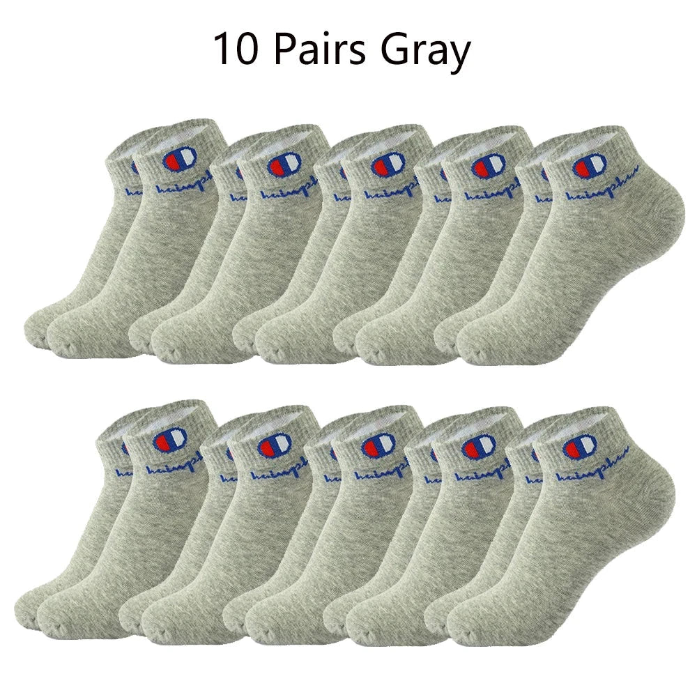 5/10/20 Pairs Men Ankle Socks Cotton Brand Classic Fashion Black White Socks Breathable Mesh Athletic Sports Socks for Summer GlowCart