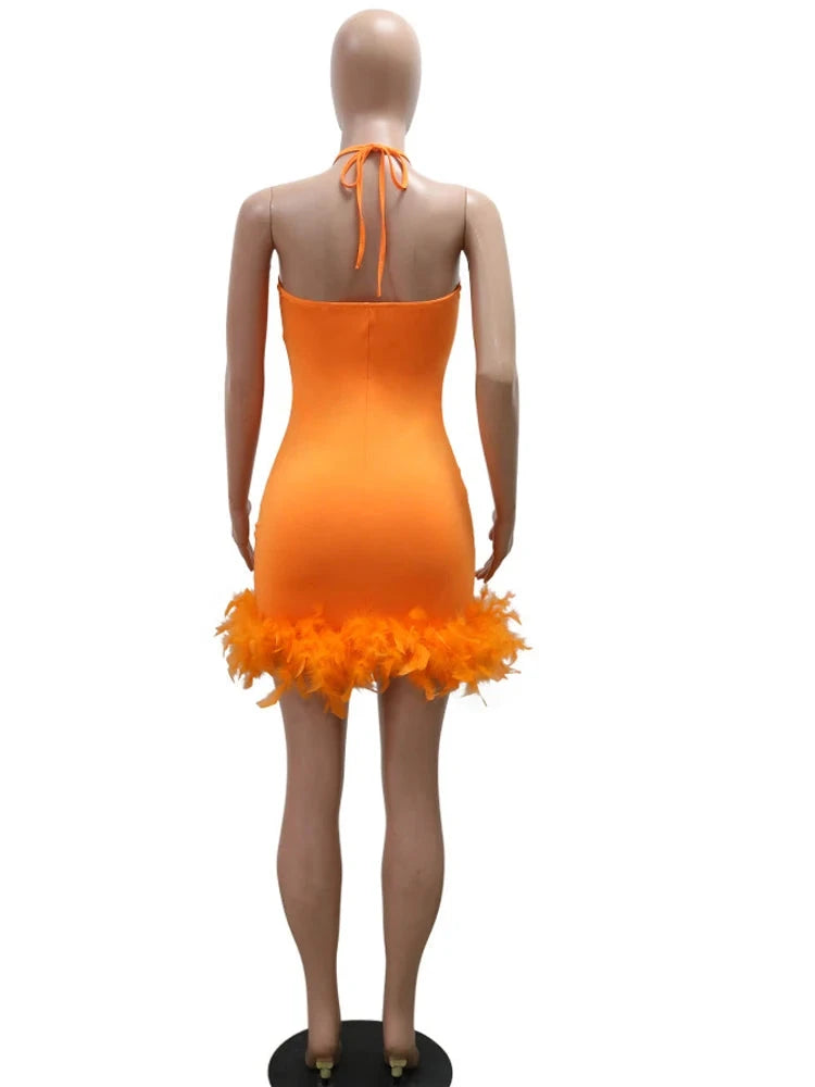 Beyprern Beautiful Mesh Sequin Feather Glam Dress Luxury GlowCart