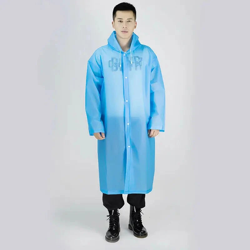 Mens Womens Waterproof Raincoats Long Jacket EVA Button GlowCart