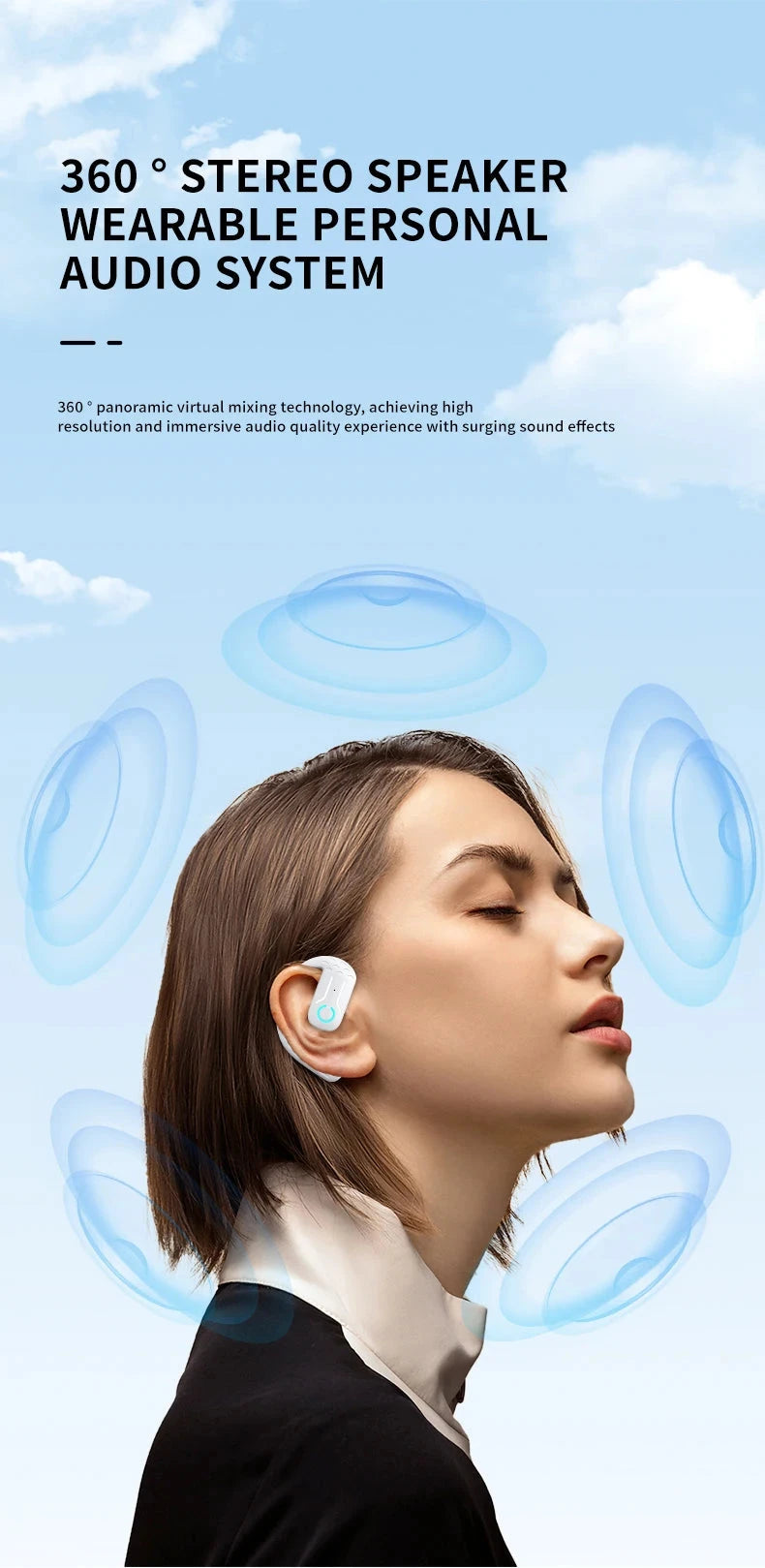 Bluetooth 5.4 Open Wireless Earphone 180° Rotation GlowCart