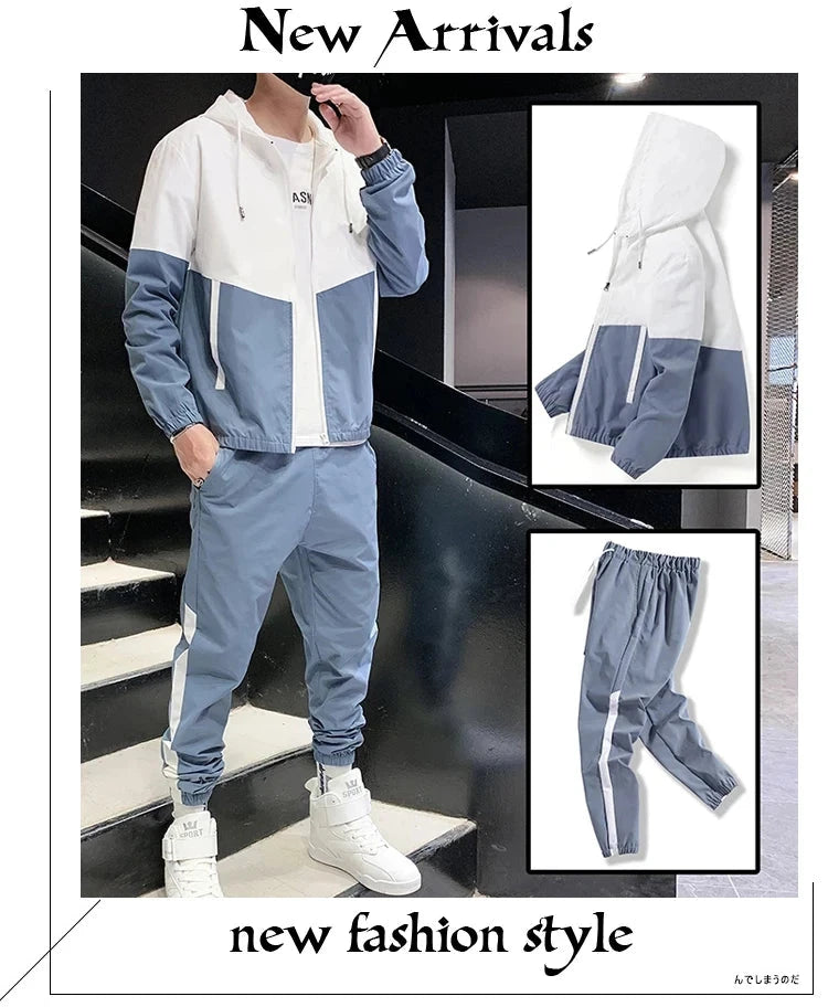 2025 Men Tracksuit Casual Joggers Hooded Sportswear Jackets GlowCart