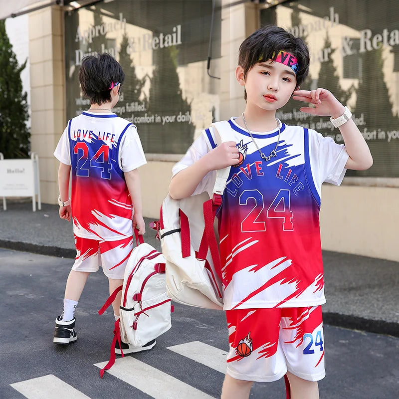 Children Basketball Jersey Boy and Girls Quick-drying comfortable Shirt Sportswear Tracksuit Kid fashion Training Sport Uniforms GlowCart