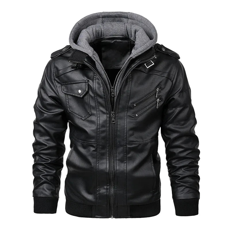 KB New Men's Leather Jackets Autumn Casual Motorcycle PU GlowCart