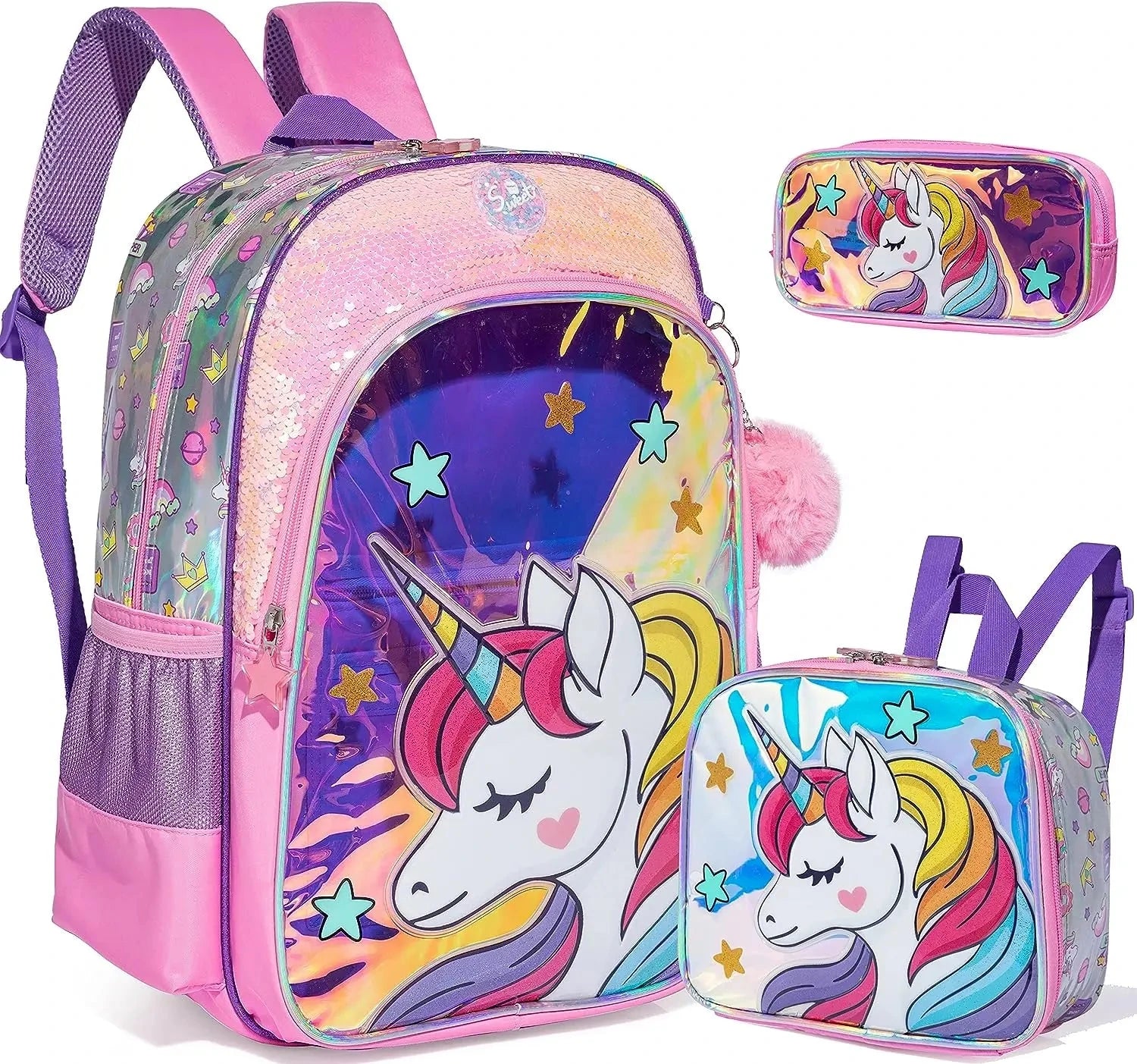 Meetbelify Backpack for Girls Backpacks Kids School Bookbag for Elementary Students Full Size Travel Bag with lunch box GlowCart