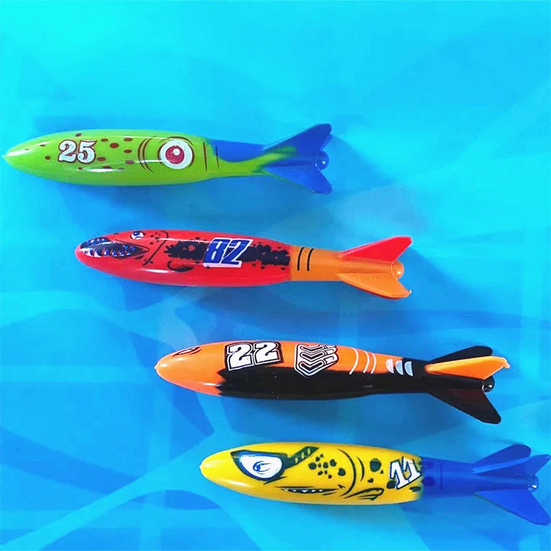 4Pcs/Set Diving Torpedo Underwater Swimming Pool Toys Water Play Outdoor Sport Training Tools for Kids Baby GlowCart