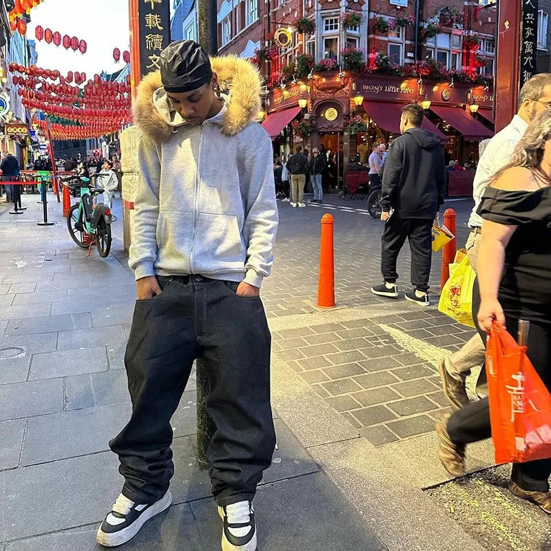 Casual Y2K Zip up hoodie Faur collar Harajuku Streetwear GlowCart