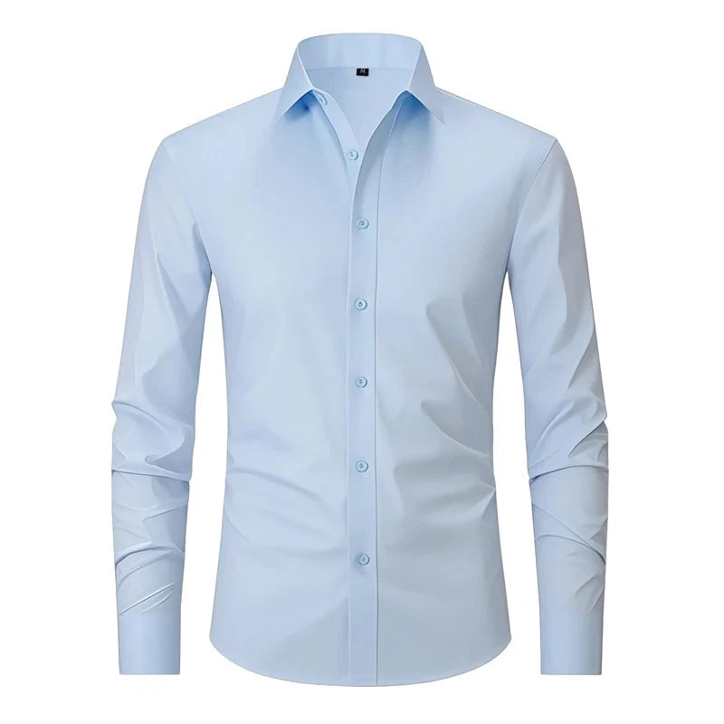 US EU Size XXL Mens Business Shirt Long Sleeve Solid Color GlowCart