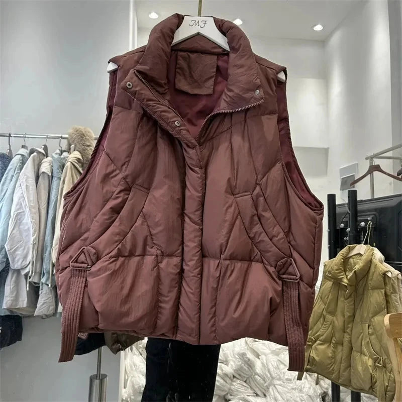 2024 New Winter Puffer Vest Pocket Women's Korean Down GlowCart