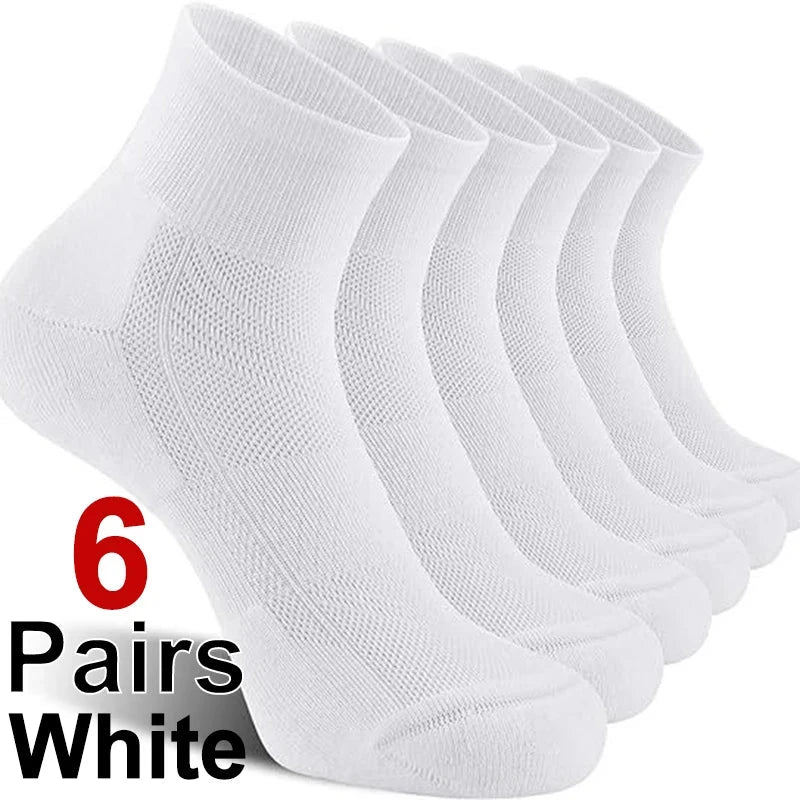 6 Pairs Men Running Sports Socks Comfortable Sweat Absorbing Breathable Cushioning Shock-Absorbing Basketball Sports Casual Sock GlowCart